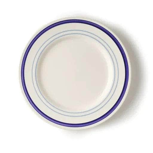 Dinner Plate with Three Blue Stripe Detail