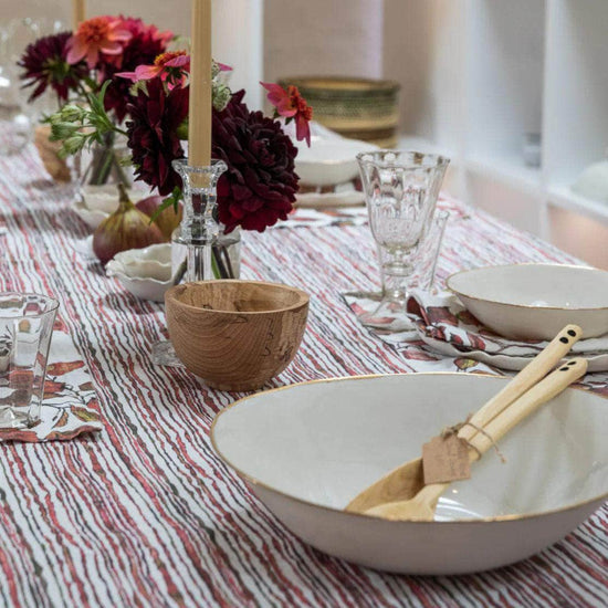Red Stem Linen Table Cloth