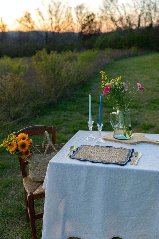 Garden Party Placemat with Blue Edges