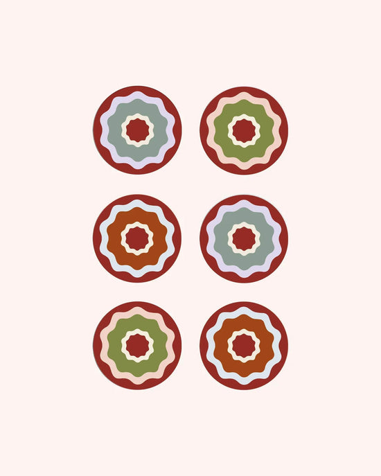 Rhubarb Ripple Coasters (Set of 6)