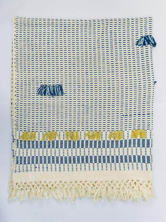 Organic Cotton Indigo & Mint Throw