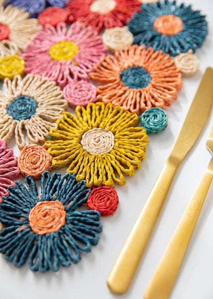 Fleur Raffia Placemat, Multicolor