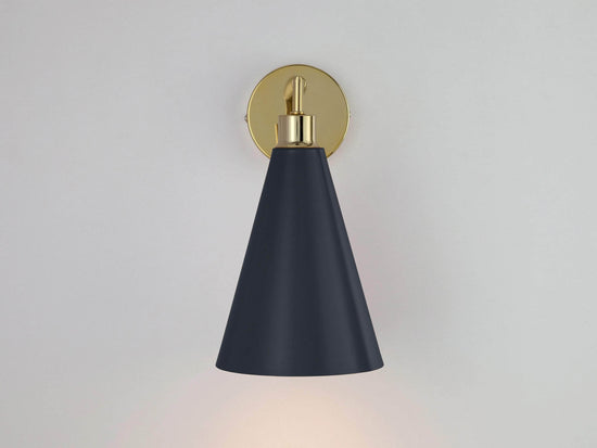 Charcoal grey cone shade wall light