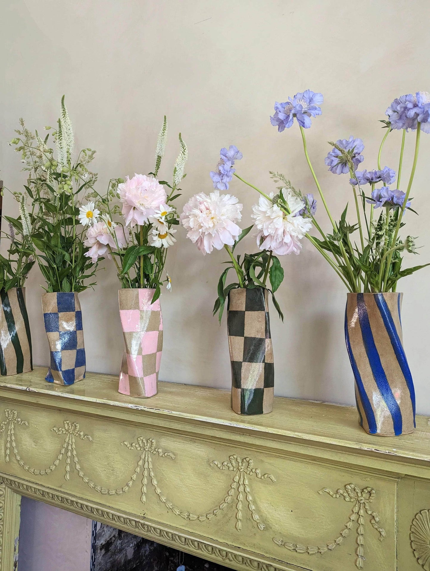 Blue Stripe Twist Vase