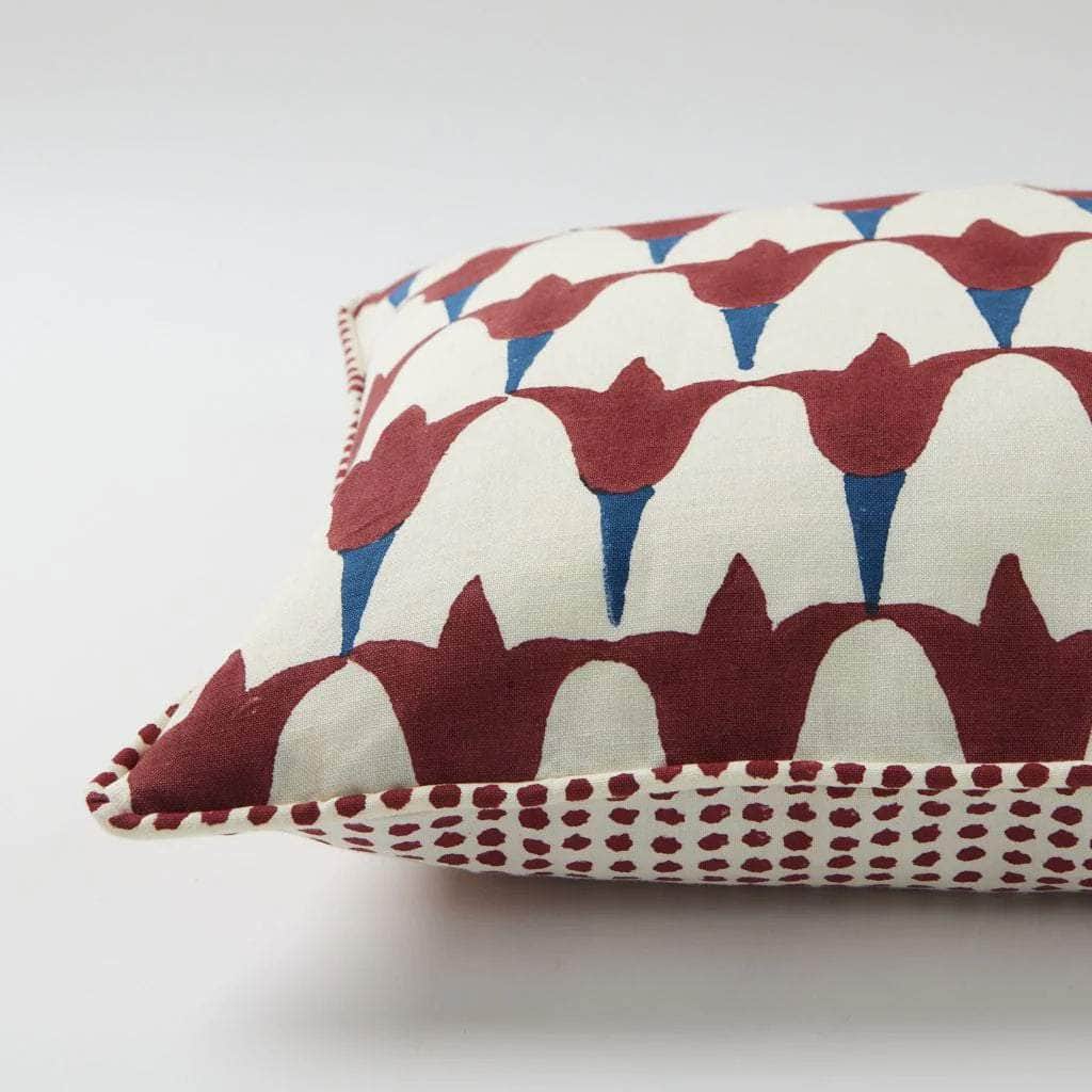 Piped Tulip Iron Indigo Cushion