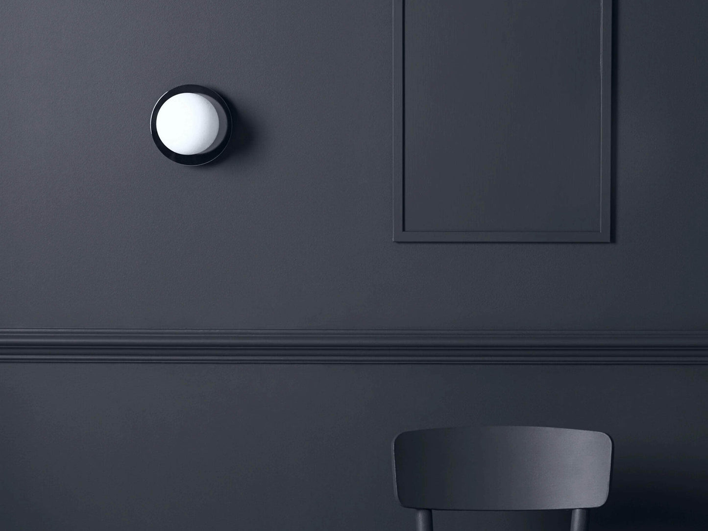 Charcoal grey opal disk wall light