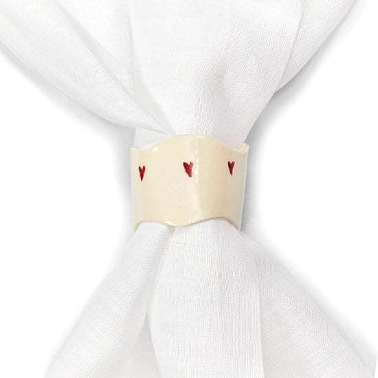 Porcelain Heart Napkin Rings, Set of Four