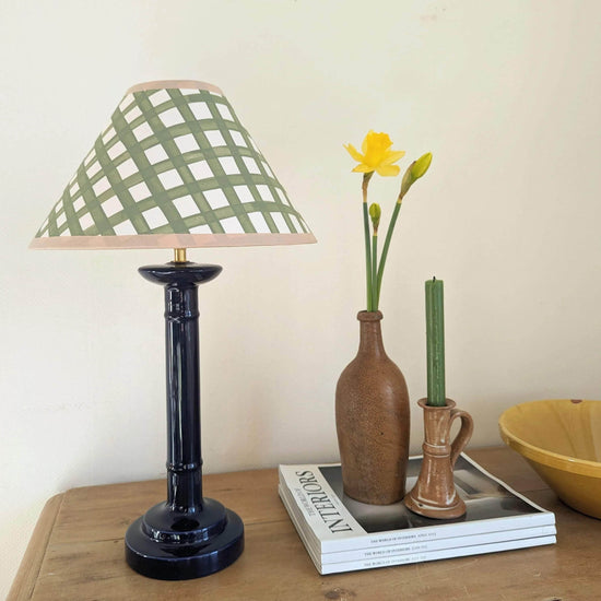 Green & Cream Gingham Paper Lampshade