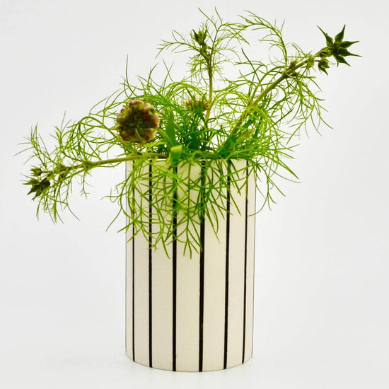 Wide Striped Vase Black