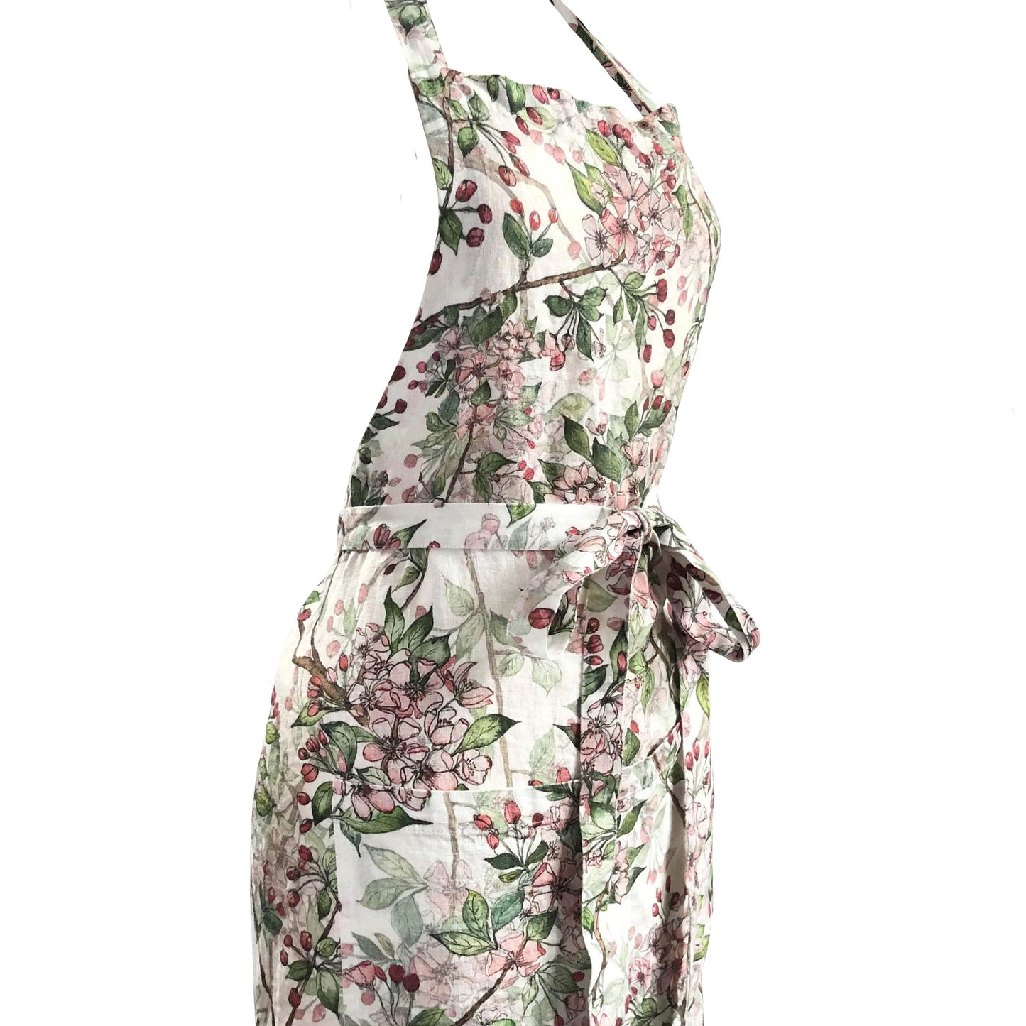 Cherry Blossom printed Linen Apron