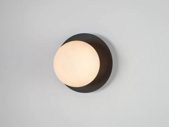 Charcoal grey opal disk wall light