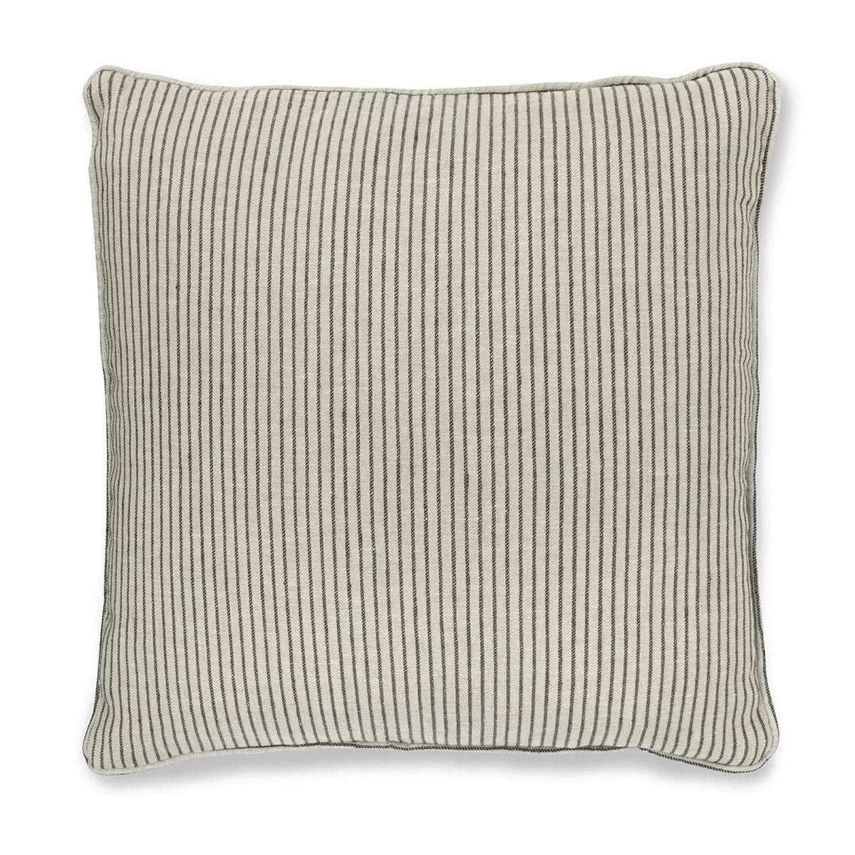 Textured Stripe Cushion in Charcoal/ Natural with Self Trim