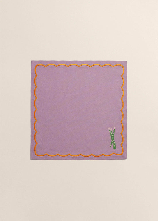Purple and Orange Linen Veggies Napkins (Set of 4)