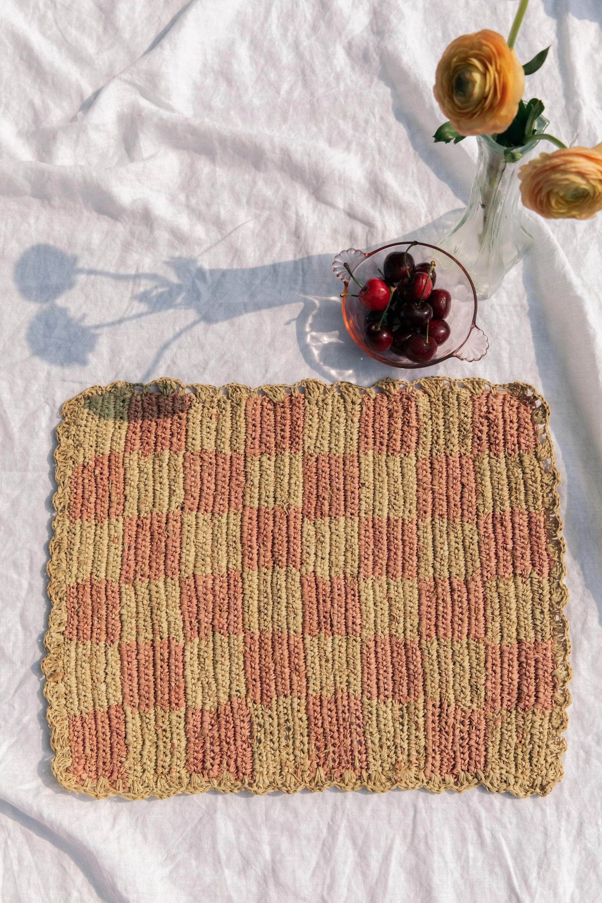 Pink Checkered Rectangular Placemat