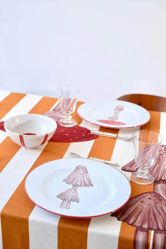 Orange Striped Mushroom Tablecloth