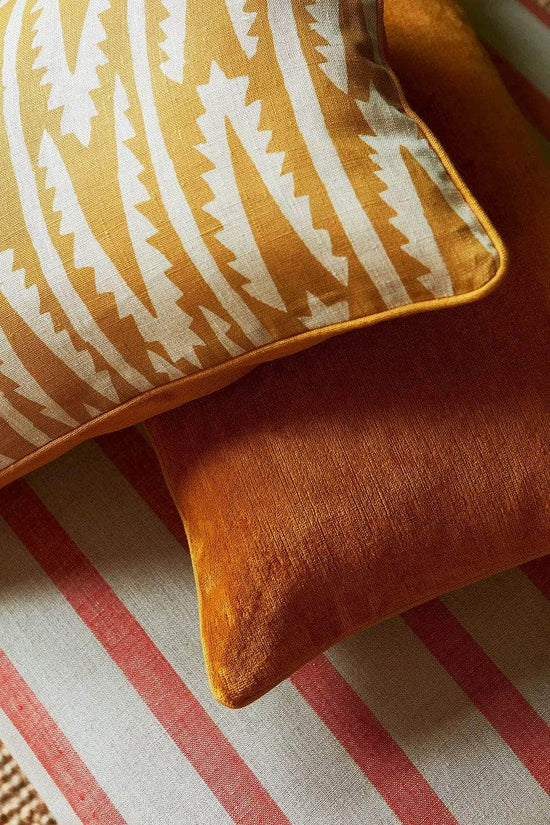 Shashka Print Cushion in Ochre with Venitian Velvet in Ochre