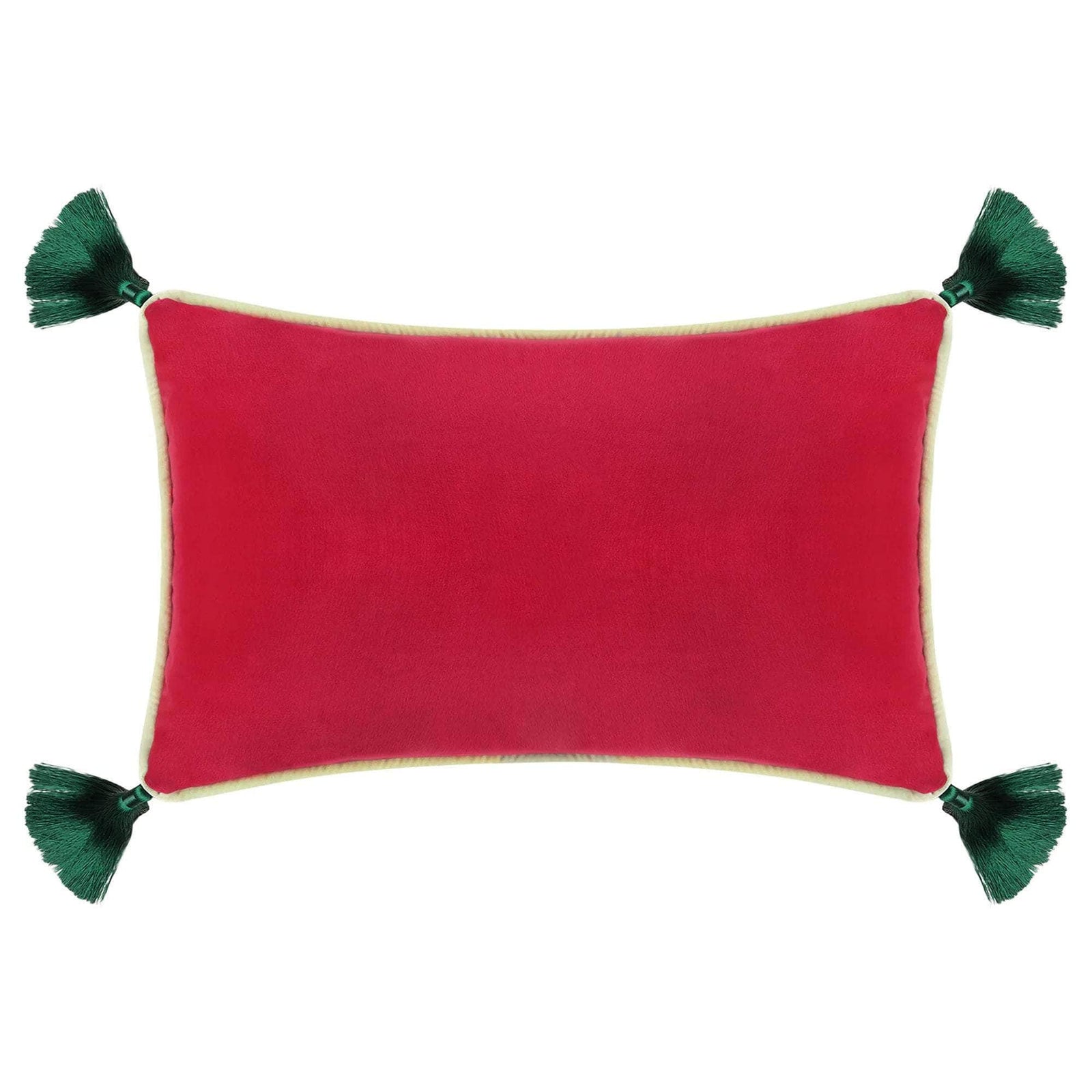 Fuschia Velvet Rectangular Cushion with Tassels