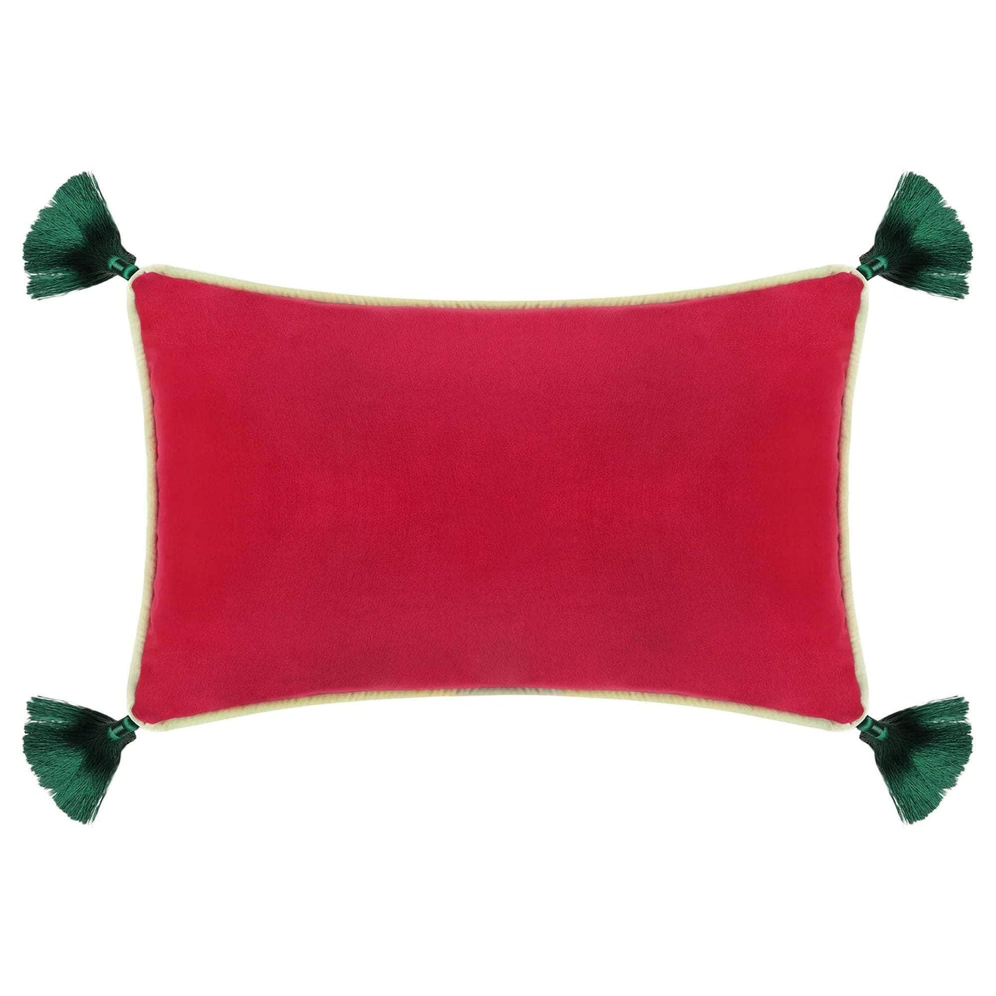 Fuschia Velvet Rectangular Cushion with Tassels