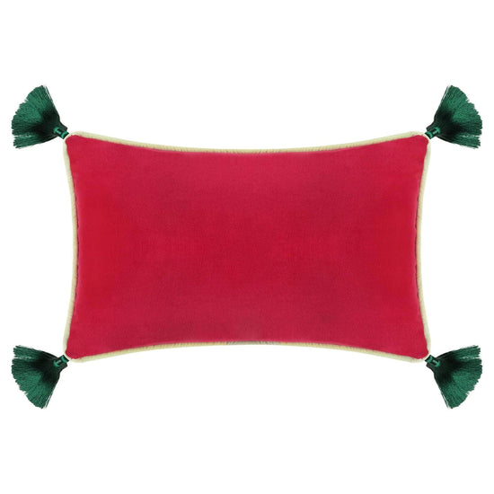 Fuschia Velvet Rectangular Cushion with Tassels