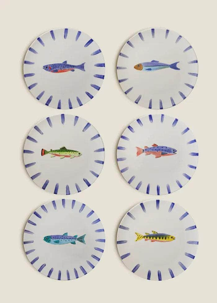 Gone Fishing Set 6 of Plates