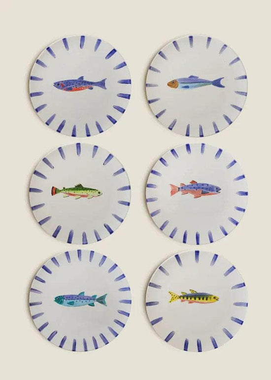 Gone Fishing Set 6 of Plates