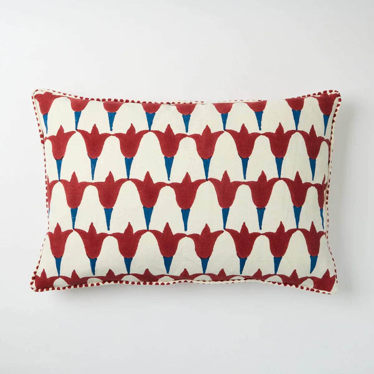 Piped Tulip Iron Indigo Cushion