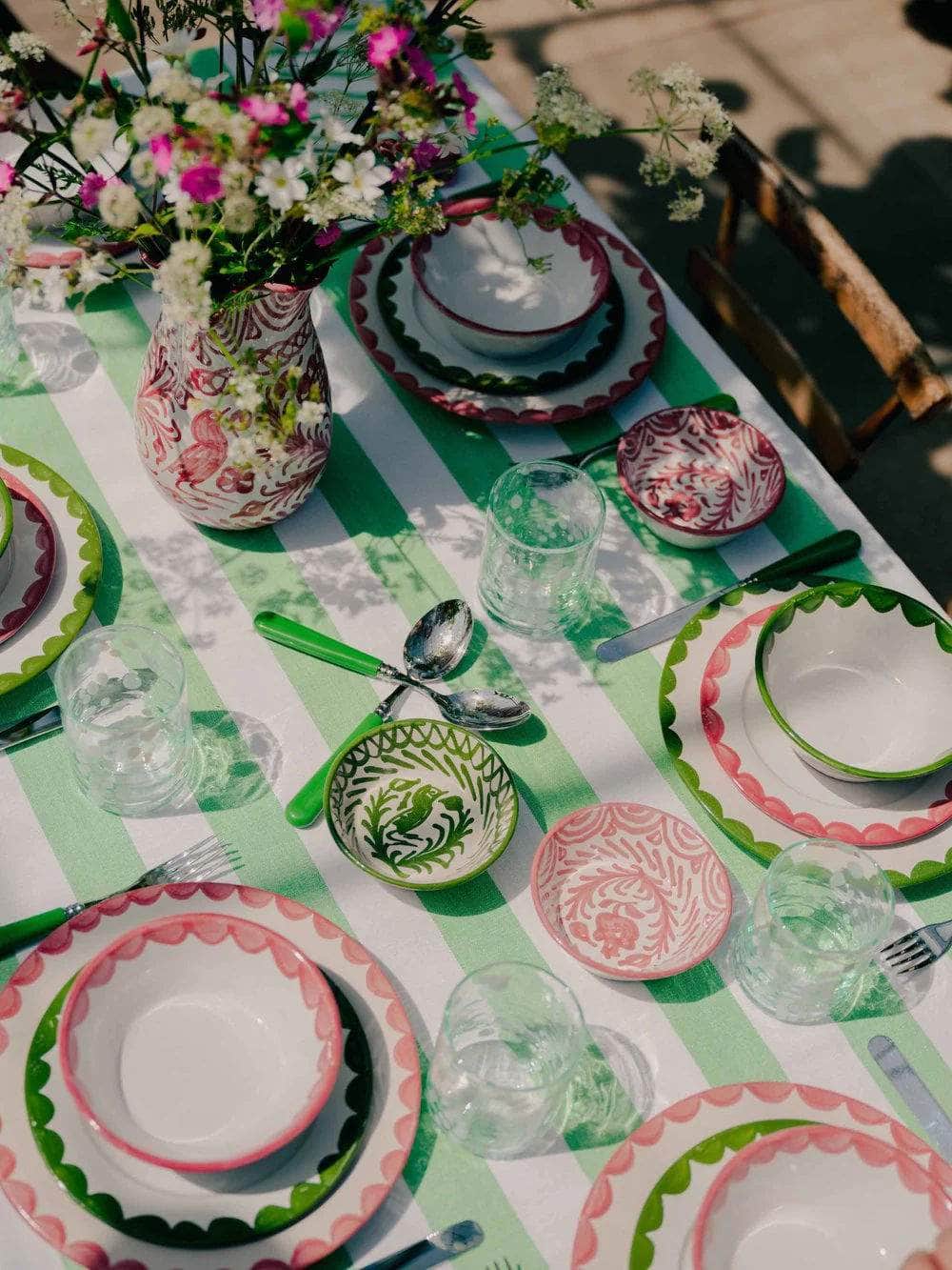 Lush Green Stripe Tablecloth