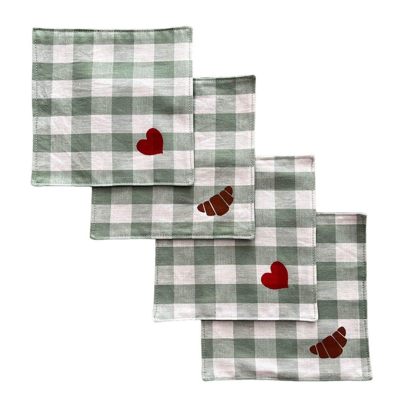 Love Croissant Gingham Napkins