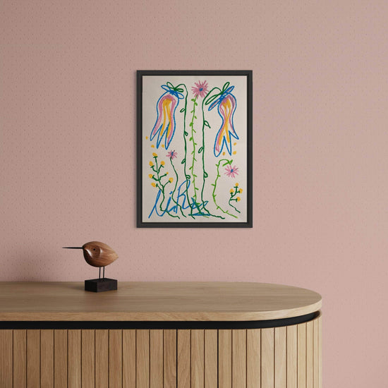 Pink, Yellow & Blue Floral | Original Painting A3