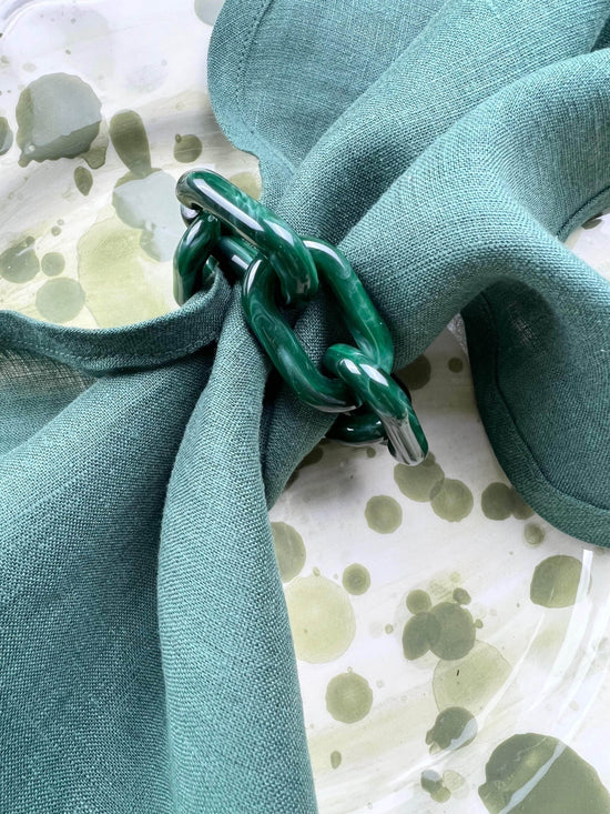 The Chain Napkin Ring in Malachite Green | Sold as a set of Four