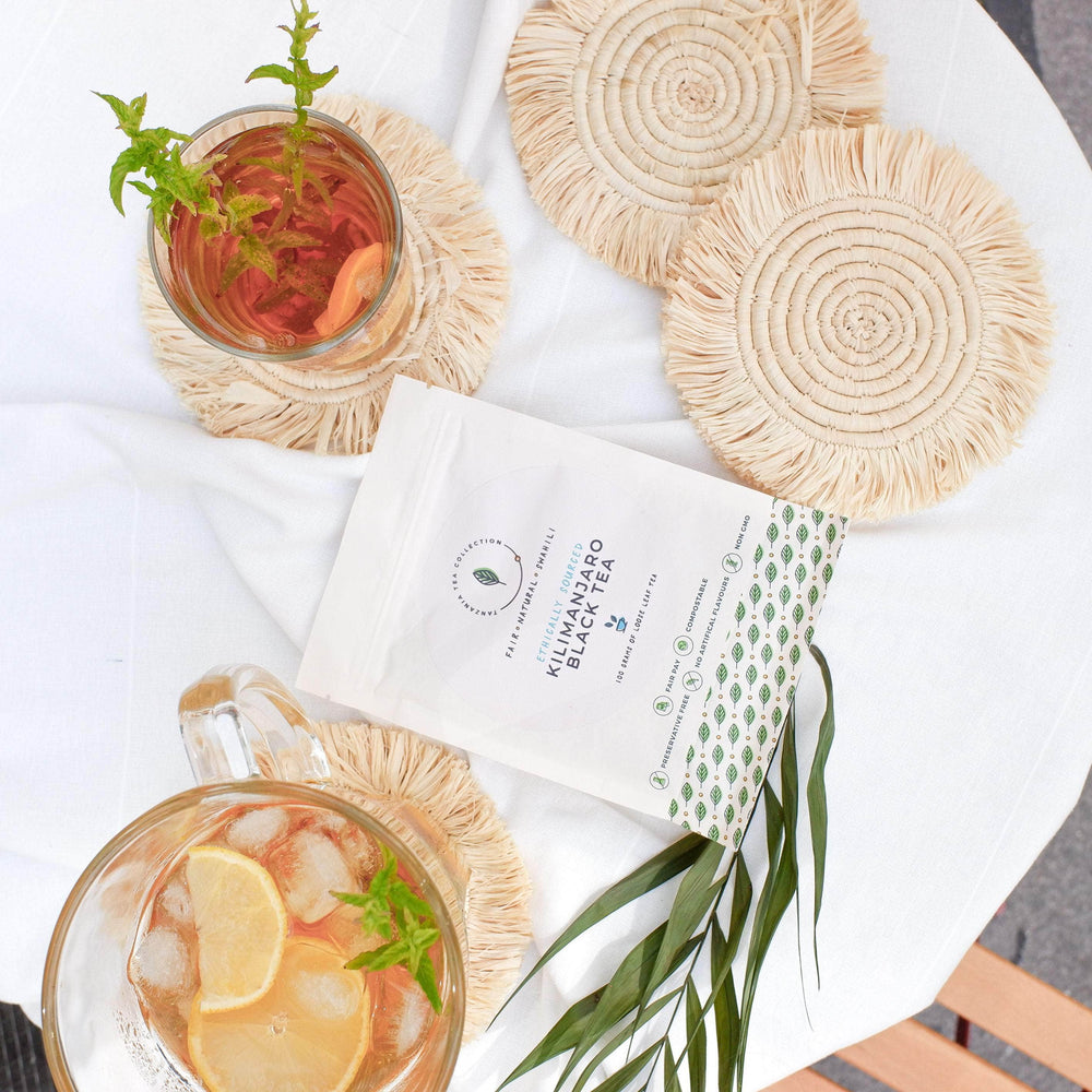 Fringed Raffia Coasters from Uganda