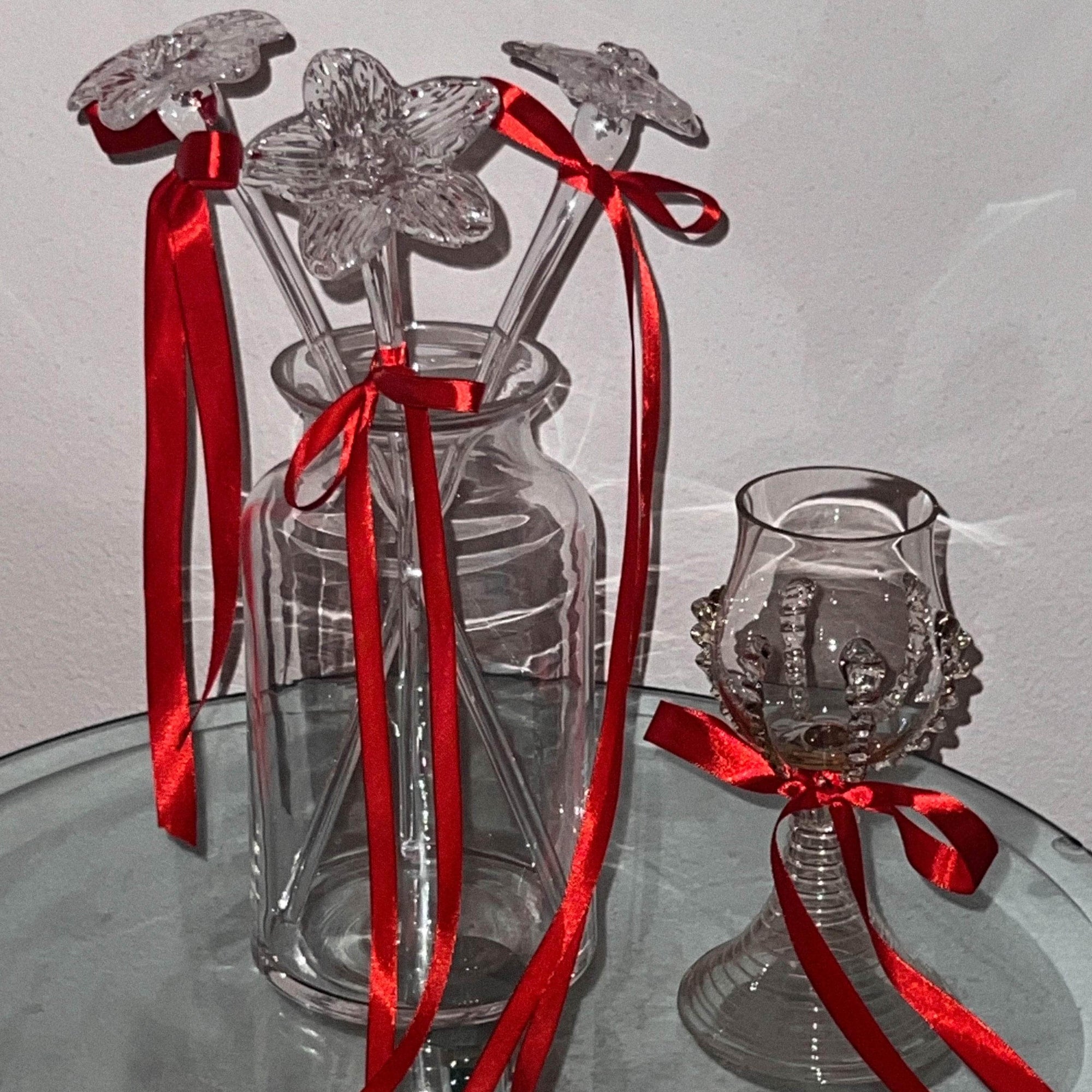 Mouthblown Crystal Flower - Large Transparent