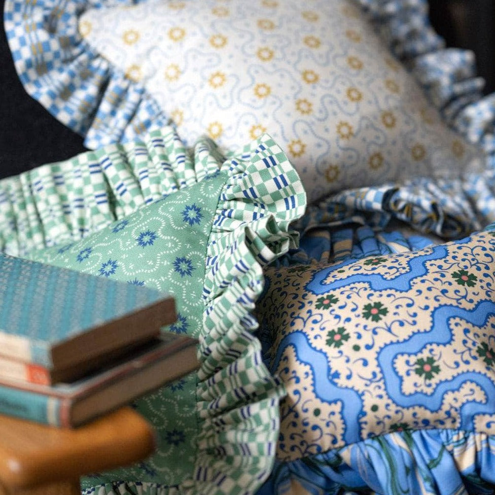 "Frilly Fancy" Cushion in Sage