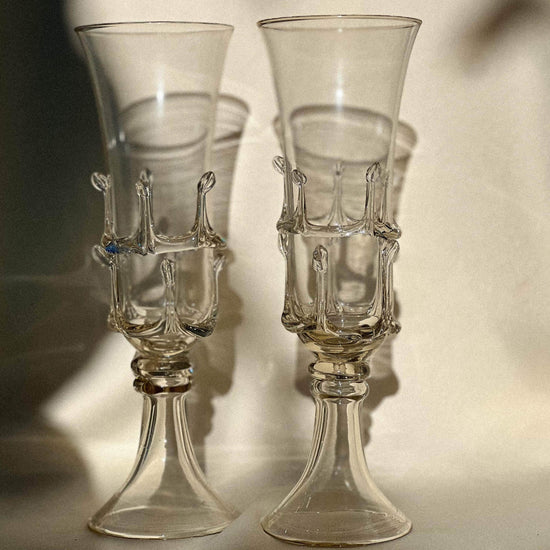 Mouthblown Champagne Flute Claws - Set Of Two