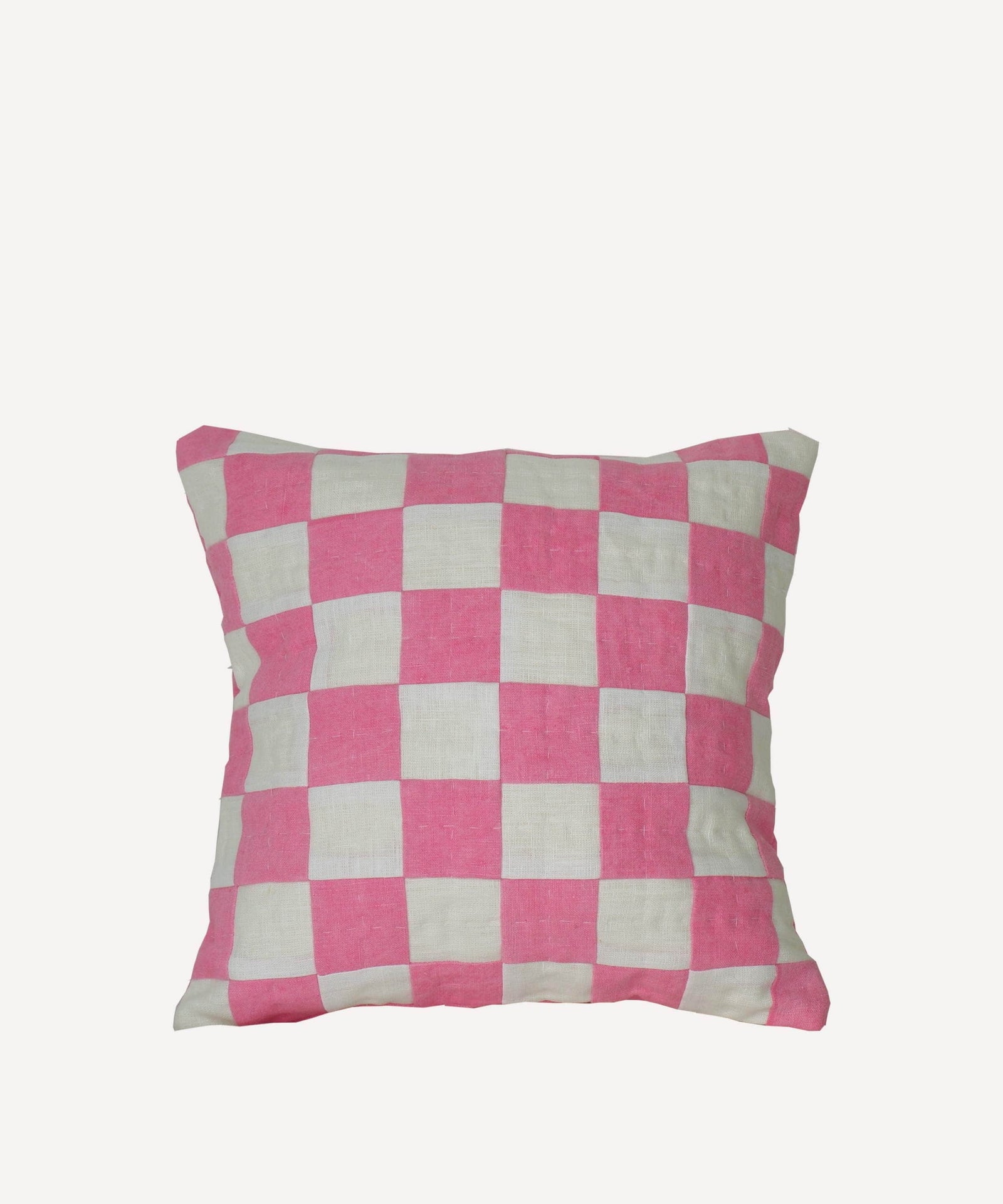 Chequered Cushion in Pink