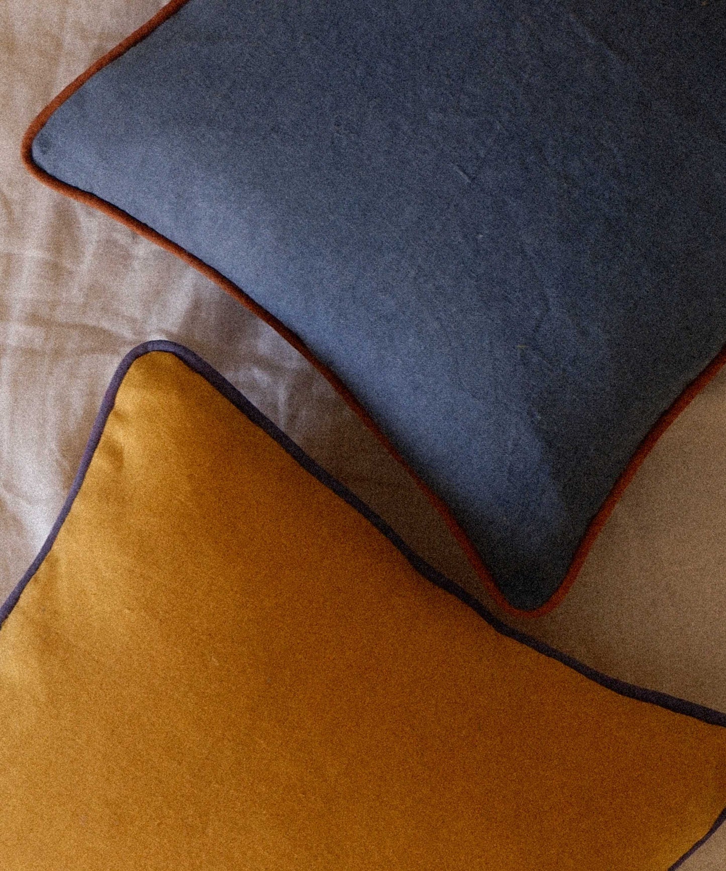 Contrast Cushion in Blue and Terracotta