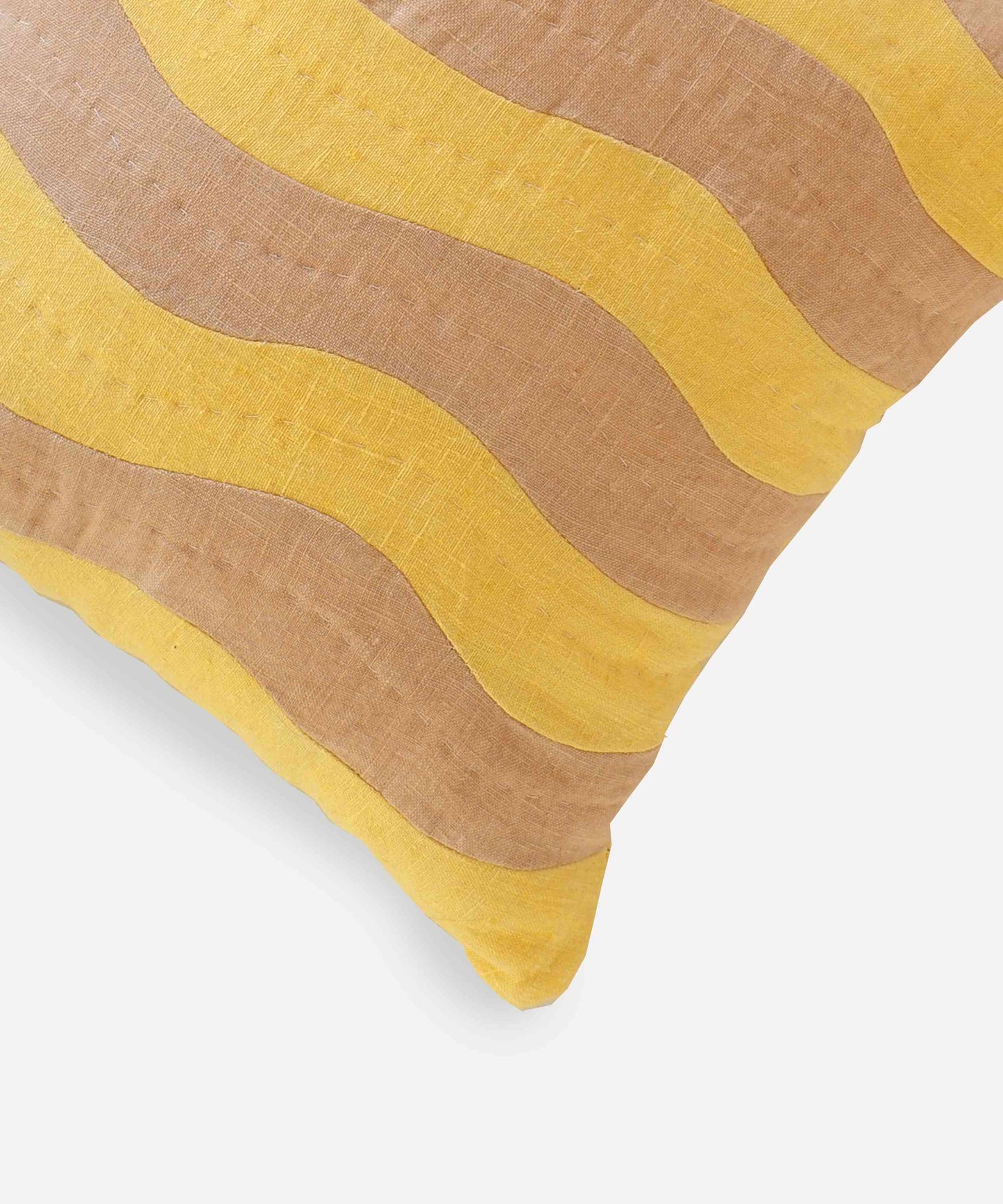 Square Dark Yellow & Beige Waves Cushion