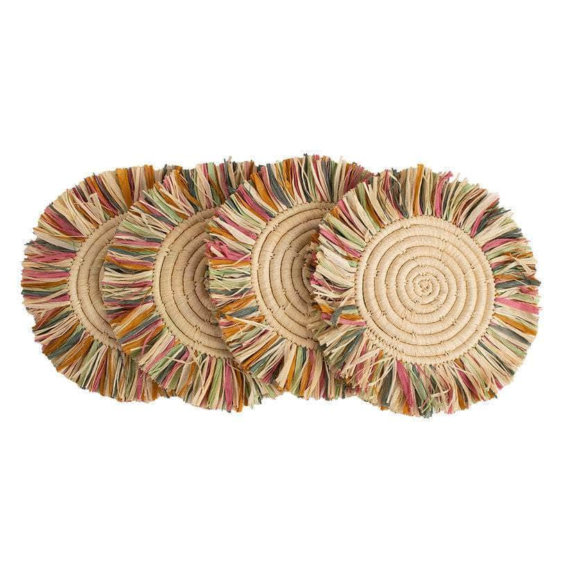 Fringed Bloom Raffia Coasters from Uganda