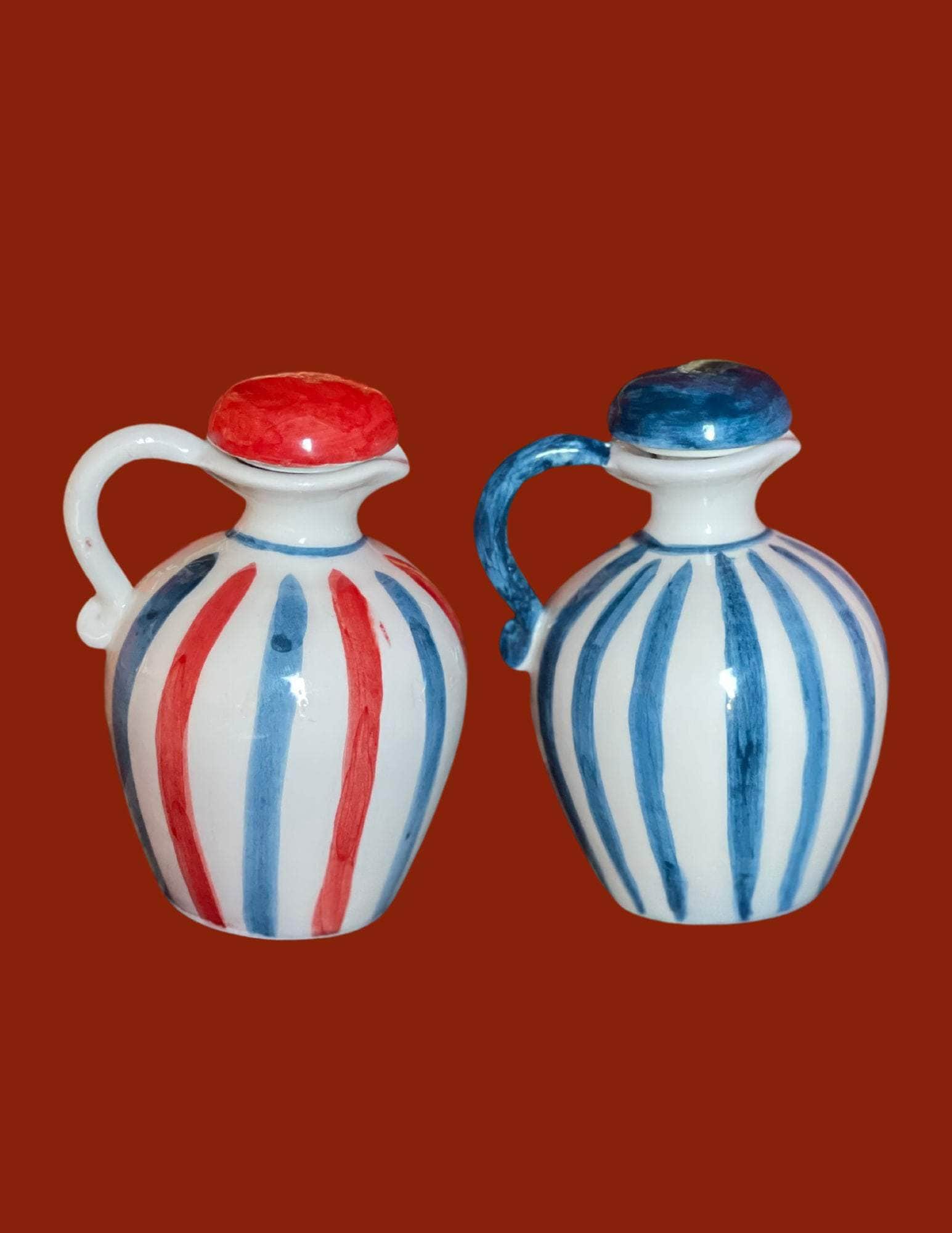 Sveva's Home Ceramic Mix and Match Colours Olive Oil and Vinegar Bottles Set | Set of 2