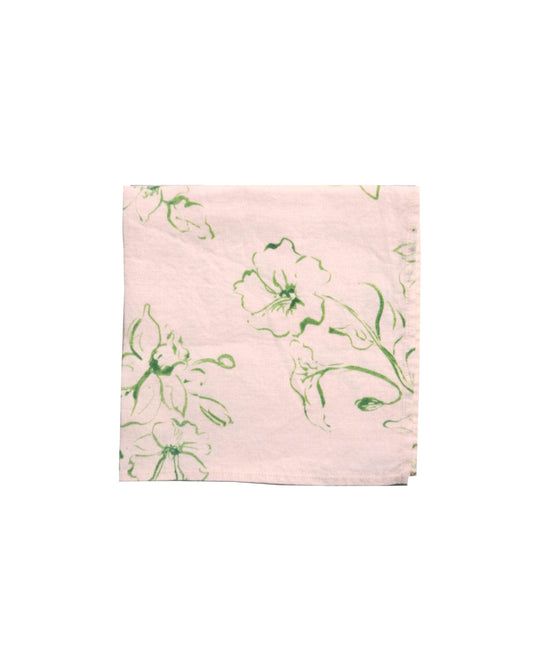 Wild Bloom Green Linen Napkin
