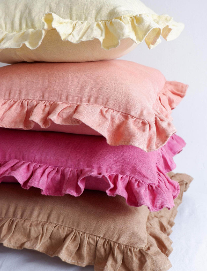 Square Ruffles Cushion in Yellow
