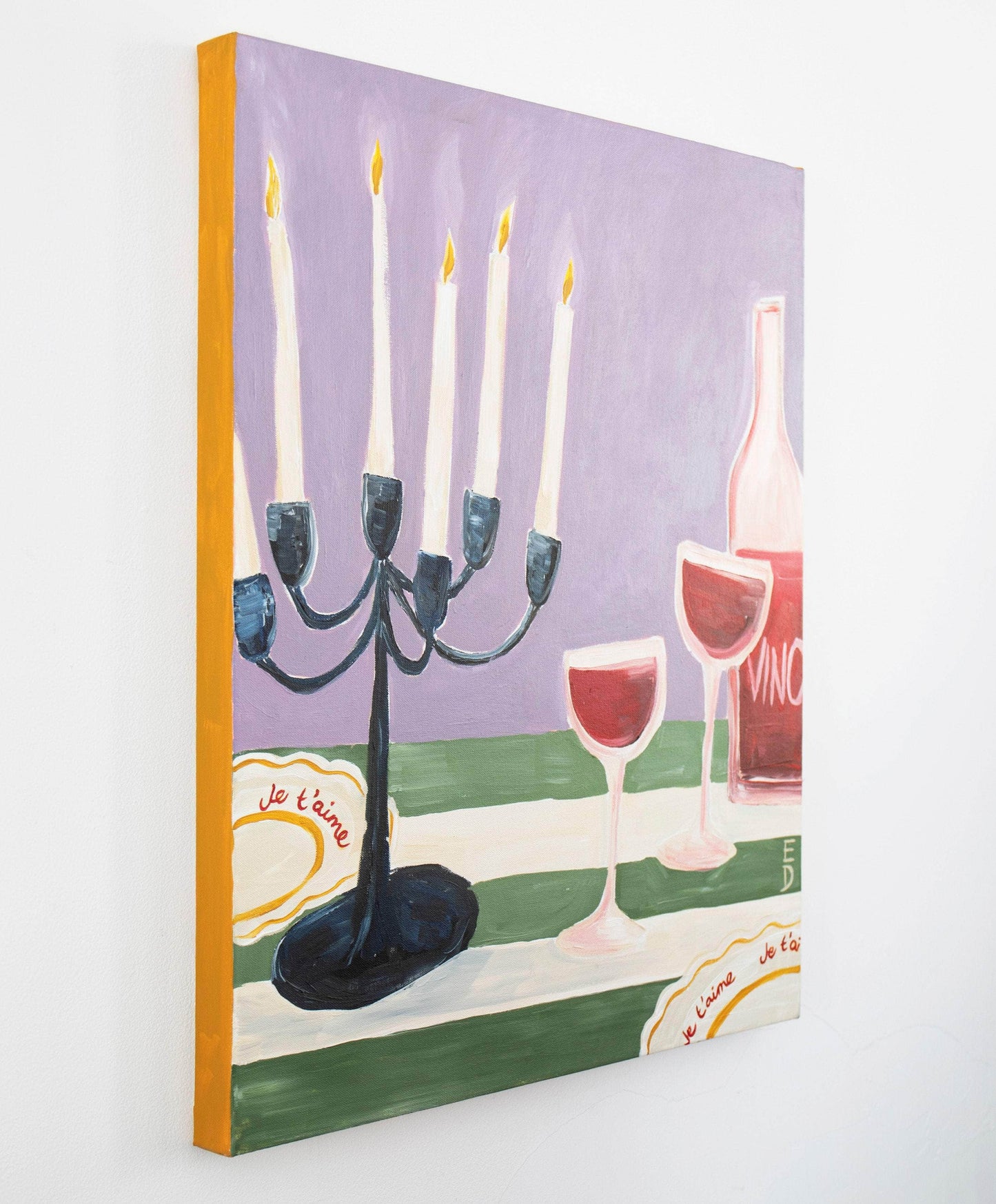 Candelabra & Vino Acrylic Painting