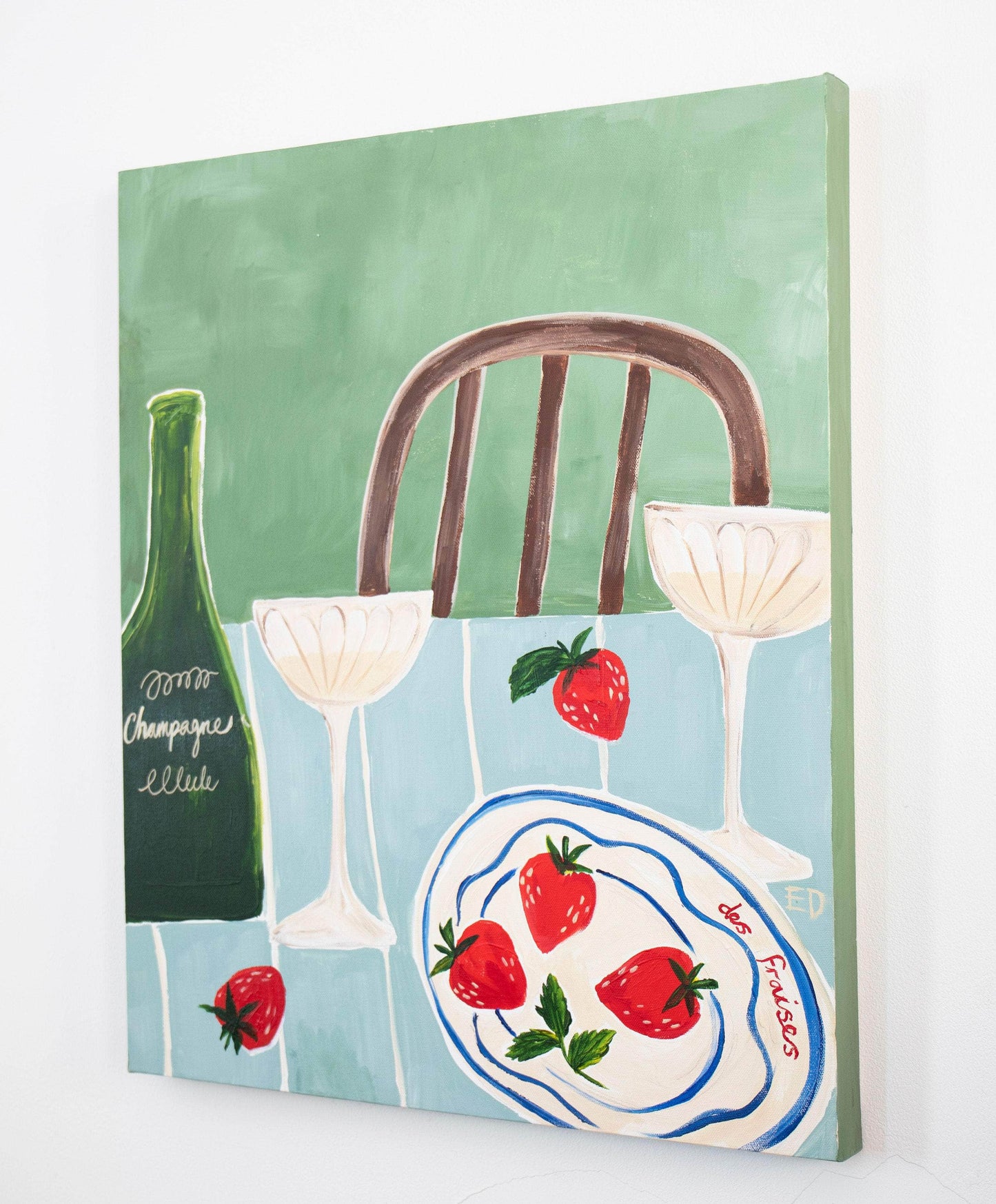 Strawberries & Champagne Acrylic Painting