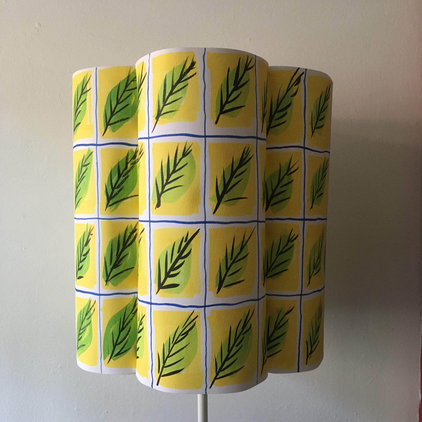 Yellow with green leaf Paper Lampshade