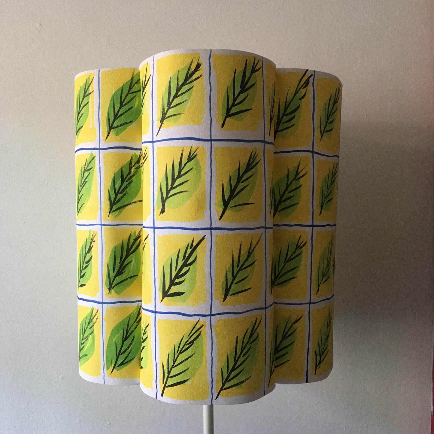 Load image into Gallery viewer, Yellow with green leaf Paper Lampshade
