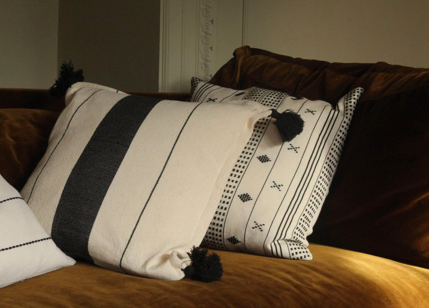 Luciana Stripe Cotton Tassle Cushion Cover