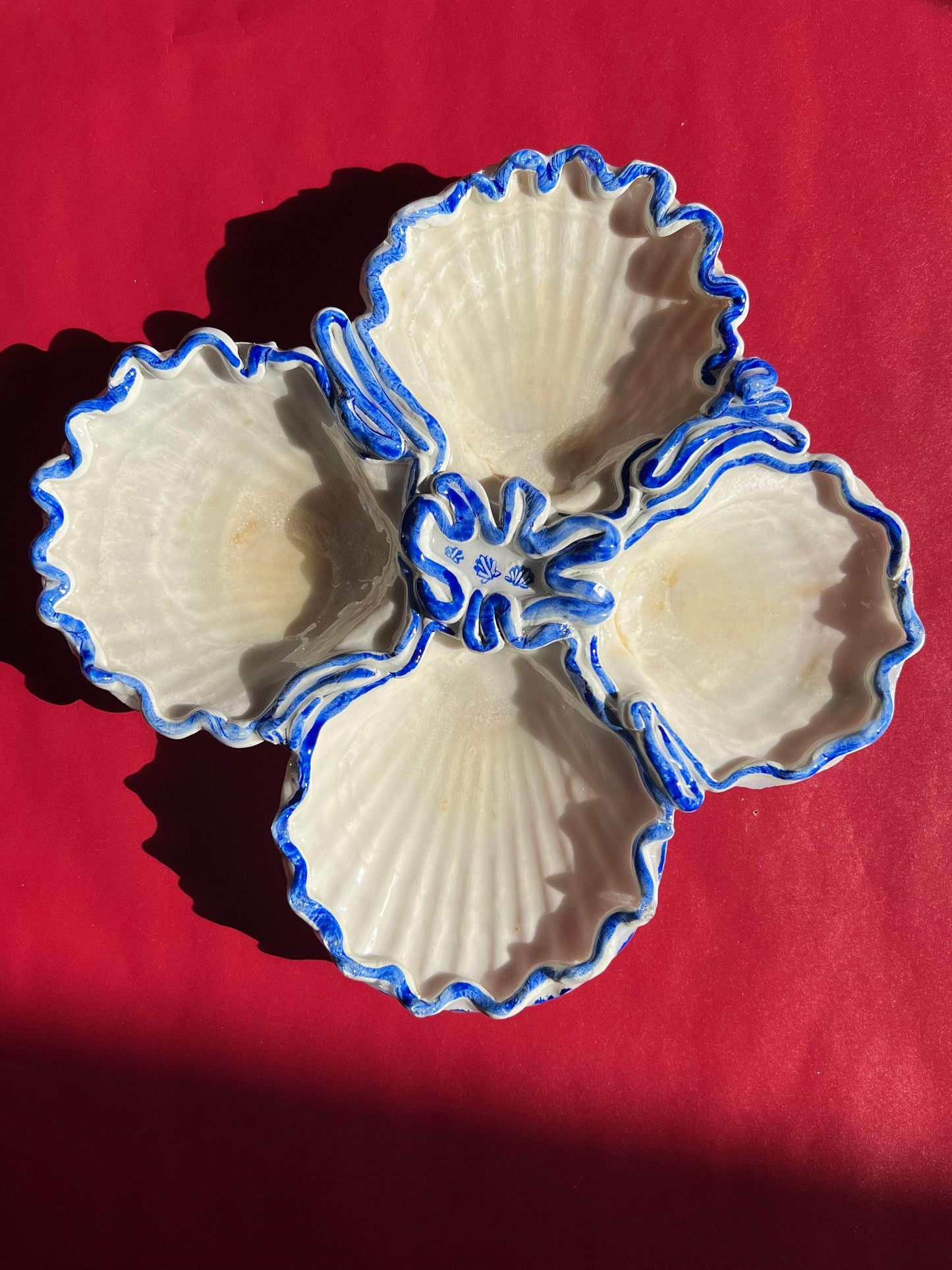 Scallop Serving Dish with Painted Shells