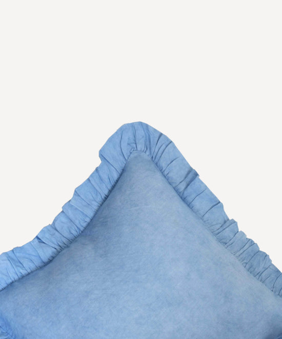 Load image into Gallery viewer, Square Ruffles Cushion in Blue
