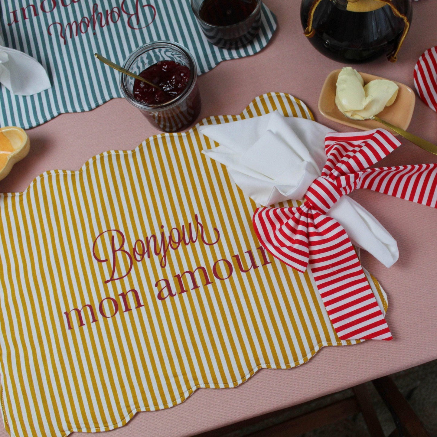 Bonjour Mon Amour Napkin Ring Red