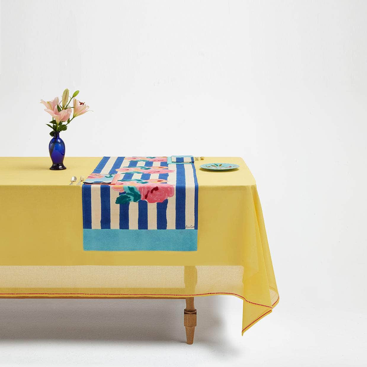 Cotton Runner Nizam Stripes Blue Natural